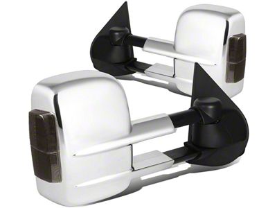 Towing Mirror; Powered; Heated; Smoked Amber LED Signal; Chrome; Pair (15-17 Sierra 3500 HD)