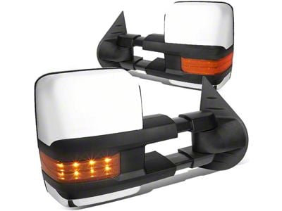 Towing Mirror; Manual; Amber LED Signal; Chrome; Pair (07-14 Sierra 3500 HD)