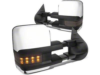 Powered Heated Towing Mirrors with Smoked LED Turn Signals; Chrome (07-14 Sierra 3500 HD)