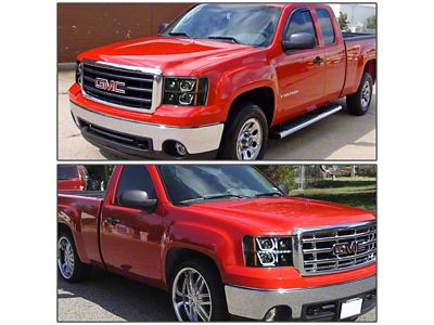 U-Bar Halo Projector Headlights with Amber Corners; Black Housing; Clear Lens (07-14 Sierra 3500 HD)