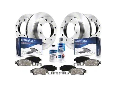 Vented 8-Lug Brake Rotor, Pad, Brake Fluid and Cleaner Kit; Front and Rear (07-10 Sierra 3500 HD SRW)