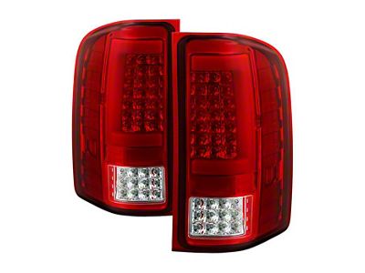 Version 2 Light Bar LED Tail Lights; Red Housing; Clear Lens (07-14 Sierra 3500 HD DRW)