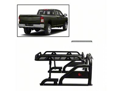 Warrior Roll Bar with 50-Inch LED Light Bar; Black (07-25 Sierra 3500 HD)