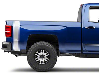 SEC10 Rear Vertical Stripe; Silver (07-24 Silverado 1500)