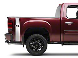 SEC10 Rear Vertical Stripe with 4x4 Logo; Silver (07-25 Sierra 1500)