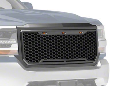 RedRock Baja Upper Replacement Grille with LED Lighting; Charcoal (16-18 Silverado 1500)