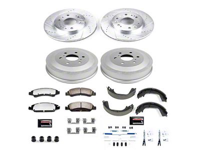 PowerStop Z36 Extreme Truck and Tow 6-Lug Brake Rotor and Pad Kit; Front and Rear (09-13 Silverado 1500 w/ Rear Drum Brakes)