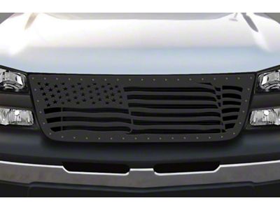 1-Piece Steel Upper Grille Insert; American Flag (03-06 Silverado 1500)