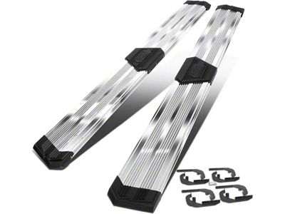 10-Inch Pleated Step Bar Running Boards; Chrome (19-25 Silverado 1500 Crew Cab)