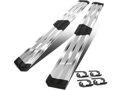 10-Inch Pleated Step Bar Running Boards; Chrome (19-24 Silverado 1500 Crew Cab)