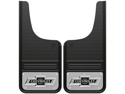 12-Inch x 23-Inch Mud Flaps with Classic Bowtie Logo; Front or Rear (Universal; Some Adaptation May Be Required)