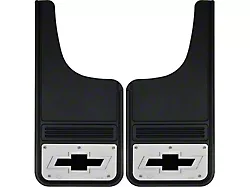 12-Inch x 26-Inch Mud Flaps with Black Bowtie Logo; Front or Rear (Universal; Some Adaptation May Be Required)