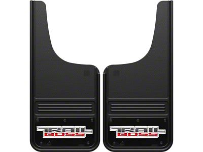 12-Inch x 26-Inch Mud Flaps with Trail Boss Logo; Front or Rear (Universal; Some Adaptation May Be Required)