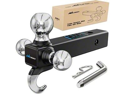 2-Inch Receiver Hitch Ball Multi-Ball Mount with Hook