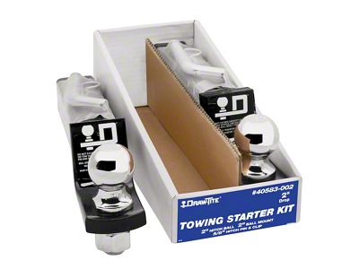2-Inch Receiver Hitch Towing Starter Kit with 2-Inch Ball; 2-Inch Drop (Universal; Some Adaptation May Be Required)