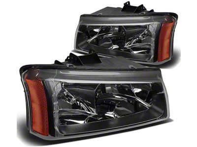 2-Piece Headlights with Amber Corner Lights; Black Housing; Clear Lens (03-06 Silverado 1500)