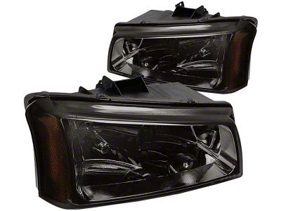 2-Piece Headlights with Amber Corner Lights; Smoked Housing; Clear Lens (03-06 Silverado 1500)