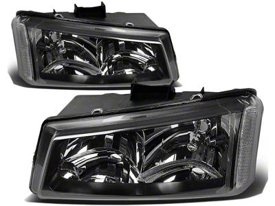 2-Piece Headlights with Clear Corner Lights; Black Housing; Clear Lens (03-06 Silverado 1500)