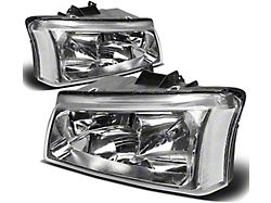 2-Piece Headlights with Clear Corner Lights; Chrome Housing; Clear Lens (03-06 Silverado 1500)