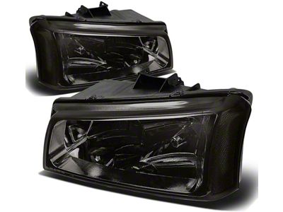 2-Piece Headlights with Clear Corner Lights; Smoked Housing; Clear Lens (03-06 Silverado 1500)