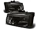2-Piece Headlights with Clear Corner Lights; Smoked Housing; Clear Lens (03-06 Silverado 1500)