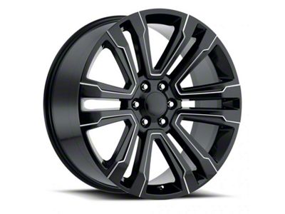 2017 Denali Replica Gloss Black Ball Milled 6-Lug Wheel; 22x9; 24mm Offset (19-25 Silverado 1500)