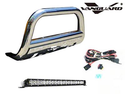 3-Inch Bull Bar with LED Cube Lights; Stainless Steel (07-13 Silverado 1500)