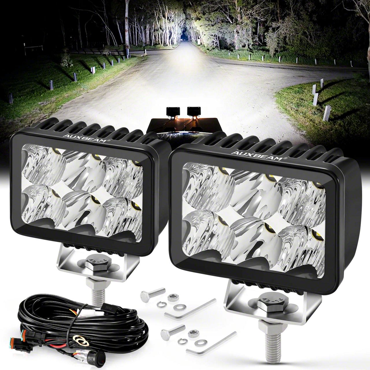 Silverado 1500 3Inch LED Driving Lights; Combo Beam (Universal; Some