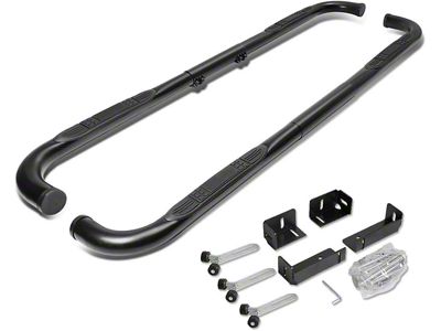 3-Inch Round Nerf Side Step Bars; Black (99-13 Silverado 1500 Extended Cab, Crew Cab)
