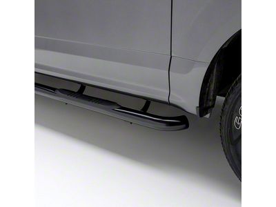 3-Inch Round Side Step Bars; Black (19-24 Silverado 1500 Crew Cab)