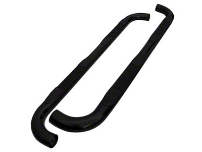 3-Inch Round Side Step Bars; Black (19-24 Silverado 1500 Double Cab)