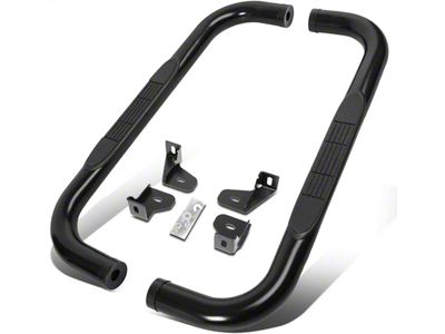 3-Inch Round Side Step Bars; Black (19-25 Silverado 1500 Regular Cab)