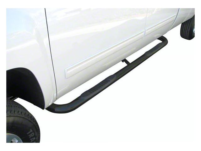 3-Inch Round Side Step Bars; Body Mount; Black (99-18 Silverado 1500 Extended/Double Cab)