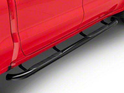 3-Inch Round Side Step Bars; Rocker Mount; Black (19-25 Silverado 1500 Crew Cab)