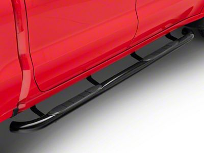 3-Inch Round Side Step Bars; Rocker Mount; Black (19-24 Silverado 1500 Crew Cab)