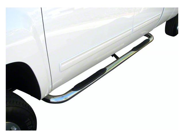 3-Inch Round Side Step Bars; Stainless Steel (99-18 Silverado 1500 Regular Cab)