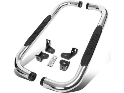 3-Inch Round Side Step Bars; Stainless Steel (19-25 Silverado 1500 Regular Cab)