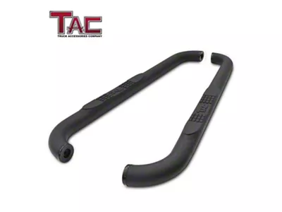 3-Inch Round Side Step Bars; Textured Black (99-18 Silverado 1500 Regular Cab)