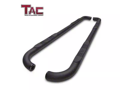3-Inch Round Side Step Bars; Textured Black (99-18 Silverado 1500 Extended/Double Cab)