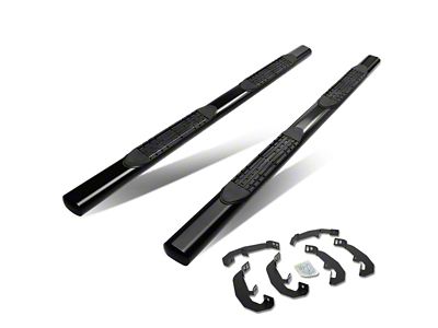 4-Inch Nerf Side Step Bars; Black (19-25 Silverado 1500 Double Cab)
