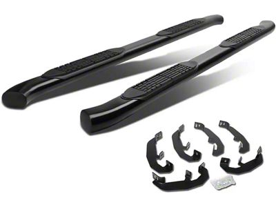 4-Inch Nerf Side Step Bars; Black (19-25 Silverado 1500 Double Cab)
