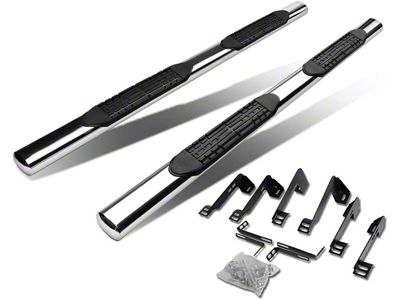 4-Inch Nerf Side Step Bars; Stainless Steel (04-14 Silverado 1500 Crew Cab)