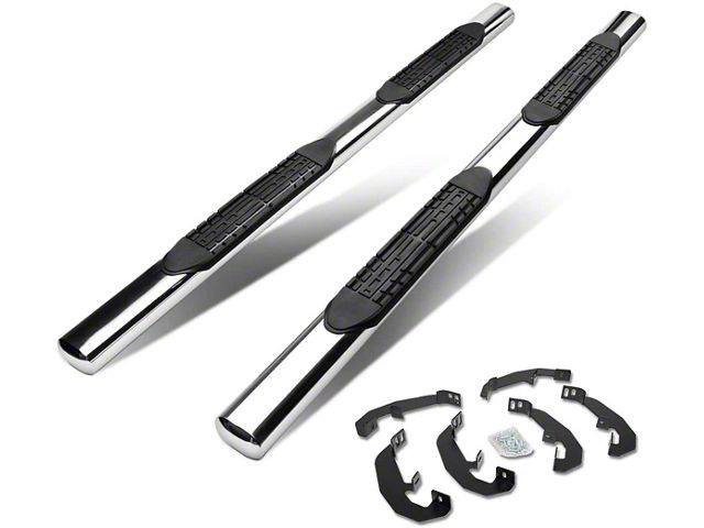 4-Inch Nerf Side Step Bars; Stainless Steel (19-24 Silverado 1500 Double Cab)