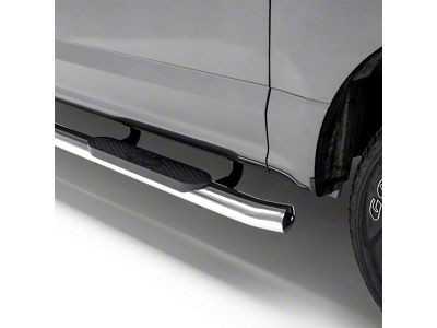 4-Inch Oval Side Step Bars; Stainless Steel (04-13 Silverado 1500 Crew Cab)