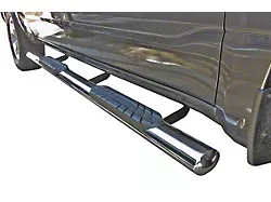 4-Inch Straight Oval Side Step Bars; Stainless Steel (19-24 Silverado 1500 Crew Cab)