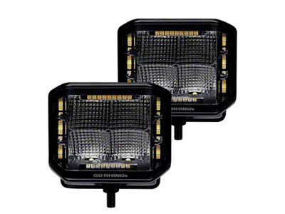 Go Rhino 4-Inch x 3-Inch Blackout Combo Series LED Light Pods; Flood Beam (Universal; Some Adaptation May Be Required)
