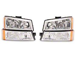 4-Piece Headlights with Amber Corner Lights; Chrome Housing; Clear Lens (03-06 Silverado 1500)