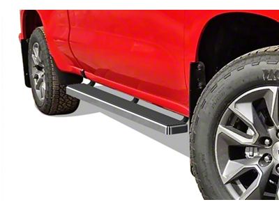5-Inch iStep Running Boards; Hairline Silver (19-24 Silverado 1500 Double Cab)