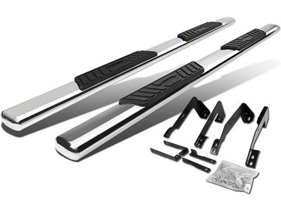 5-Inch Nerf Side Step Bars; Stainless Steel (04-18 Silverado 1500 Crew Cab)