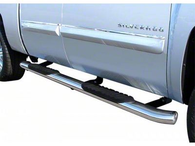 5-Inch Premium Oval Side Step Bars; Body Mount; Stainless Steel (04-14 Silverado 1500 Crew Cab)